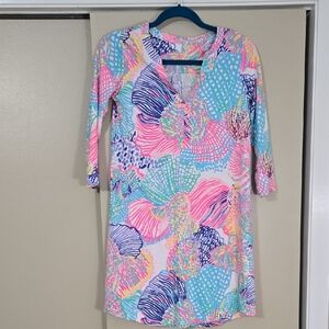 Lilly Pulitzer Multicolor Pima Cotton Floral Roar of the Sea Ali Dress Size XS